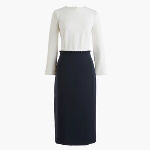 J.Crew 365 Colorblock Sheath Dress Ivory Navy NWT | Size 4T | Midi Work Office